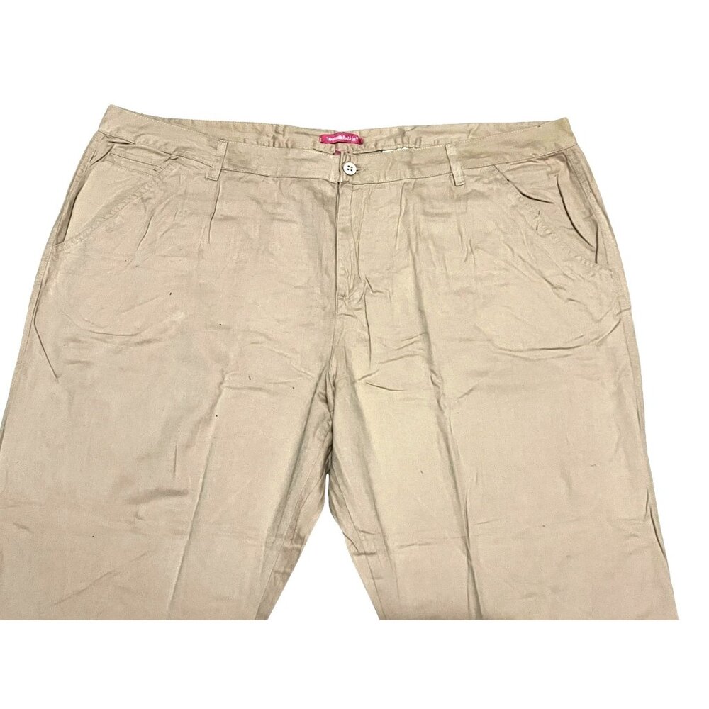 Woman Within NWOT Stretch Cotton Chino Straight Leg Pant Sz 28 Wide Petite Beige - Picture 3 of 10